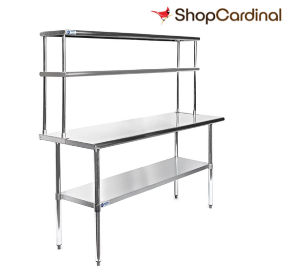 Gridmann NSF Stainless Steel Commercial Kitchen Prep & Work Table Plus 2-Tier Shelf 60 x 12 Inches