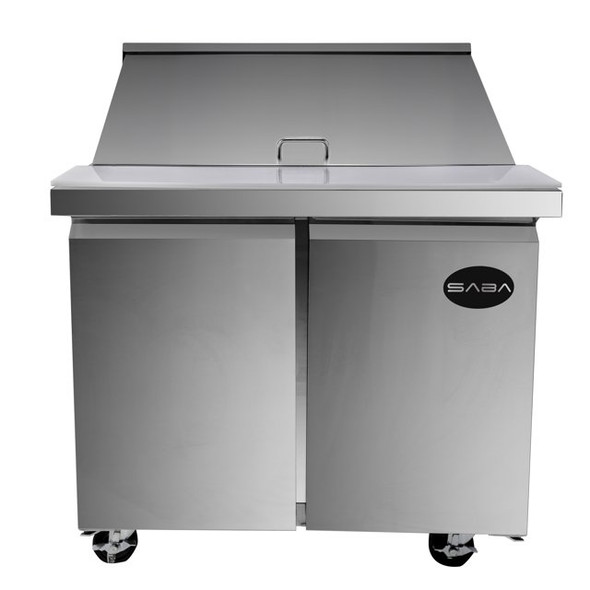 Heavy Duty Commercial 36" (2 Door) Mega Salad Prep Table Refrigerator