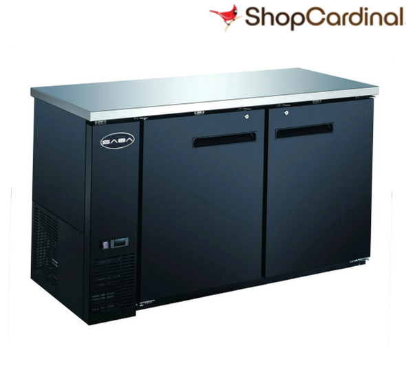 Heavy Duty Commercial Black Back Bar Cooler with 2 solid doors (27" depth 58" length)