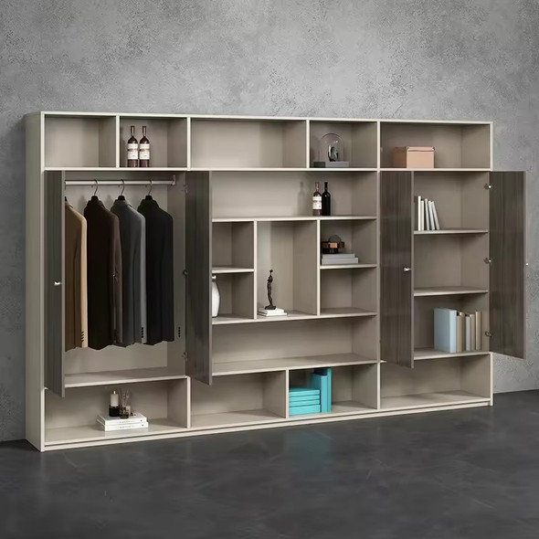 High Quality Commercial Modern wooden display shelf or closet cabinet office furniture, Light Beige Wood