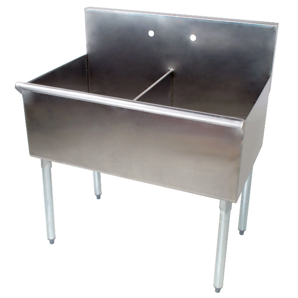 36" 2 Compartment 18" x 21" x14 Stainless Steel Commercial Utility Prep Two Sink  