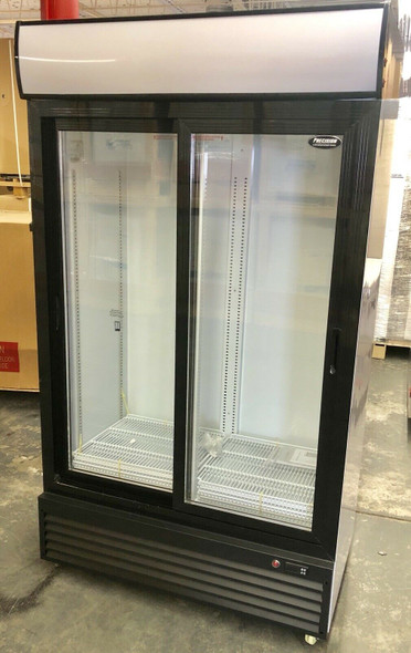 2 door refrigerator Glass Merchandiser Double Door Beverage Cooler Drink Sliding With Shipping