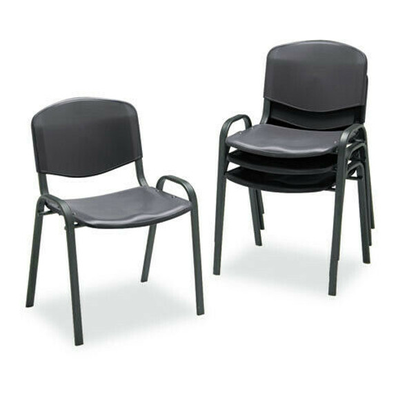 Safco 4185BL 4 Pc  CT 250 lbs  CAP Stacking Chairs   BLK New  
