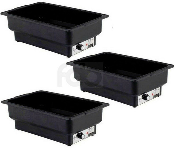 New 3 Pack Electric Fuel Chafer Chafing Dish Steam Full Food Water Pan Table Warmer   