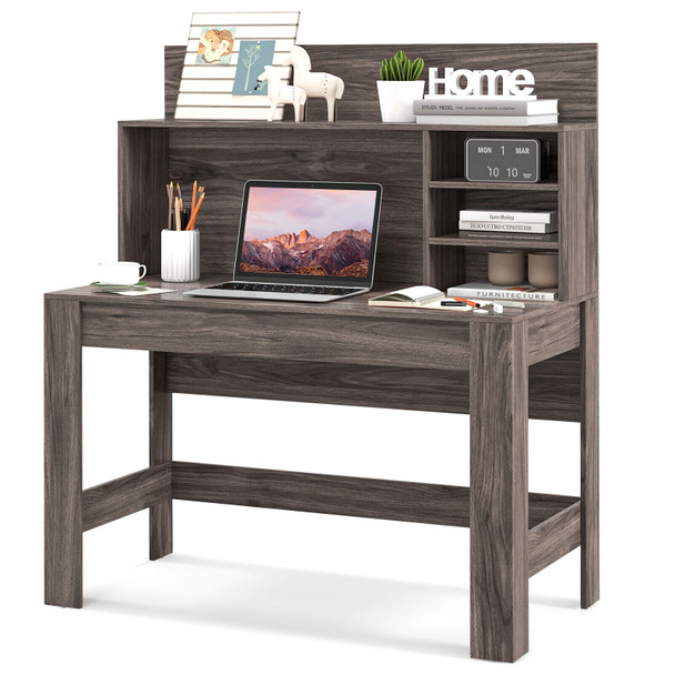NEW Study Table Home Office Computer Desk Writing Workstation Hutch Cable Hole Oak