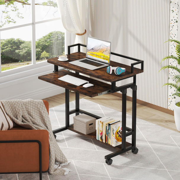 New Height Adjustable Computer Laptop Desk Rolling Standing Table for Sofa Bedside