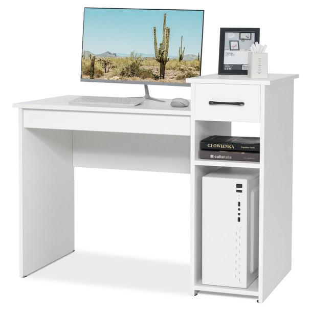 New Study Desk Laptop Table Home Office Computer Desk White w/Drawer & Storage Shelf