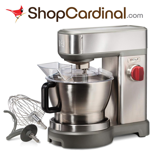 New Wolf Gourmet High-Performance Stand Mixer, 7 qrt, with Flat Beater, Dough Hook and Whisk, Brushed Stainless Steel
