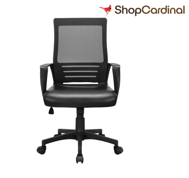 Smile Mart Adjustable Midback Ergonomic Mesh Office Chair with Lumbar Support, Black Seat