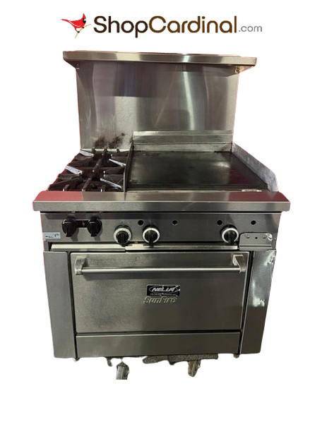 36” garland sunfire 2 burner gas stove , 24” griddle & oven for only $4375 ! Can ship