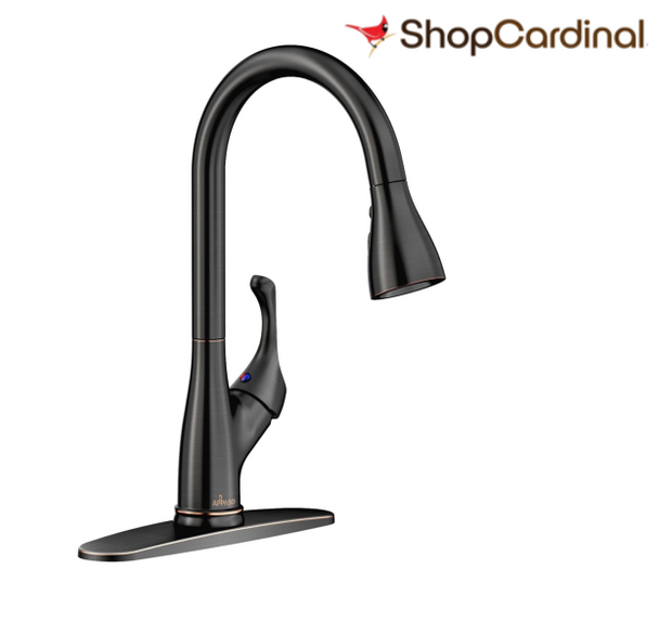 APPASO Pull Down Kitchen Faucet with Sprayer Stainless Steel, Commercial High Arc Pull Out Spray Head with Deck Plate, Matte Black Faucet, 123MB