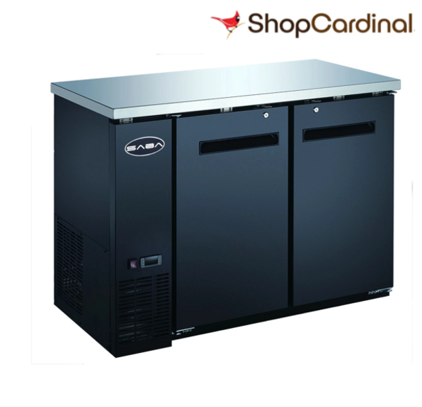 Heavy Duty Commercial Black Back Bar Cooler with 2 solid doors (24" depth 60" length)