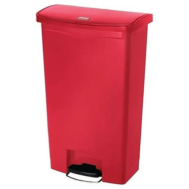 Rubbermaid Commercial 1883568 Streamline 18-Gallon Front Step Style Resin Step-On Container - Red