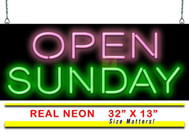 New Open Sunday Neon Sign Jantec 32" X 13" Restaurant Pharmacy Clinic Store  