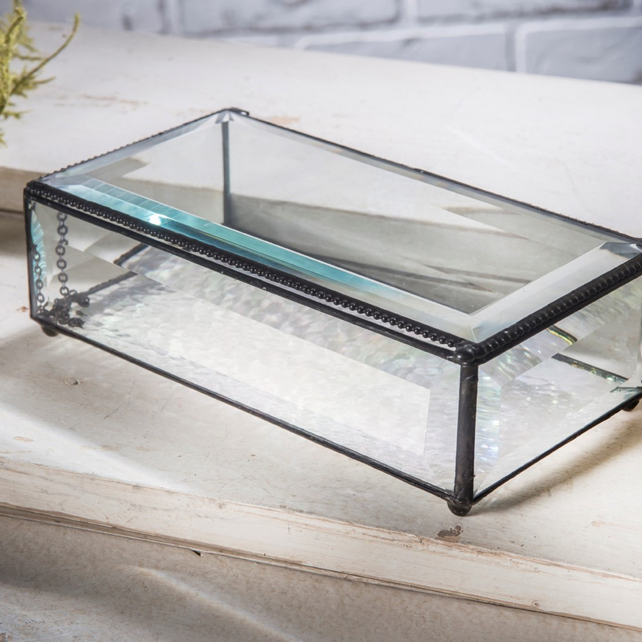 J Devlin Box 515 Vintage Glass Purse Trinket Box Decorative Keepsake