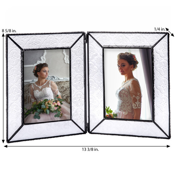 Multi Opening Frame to fit Photo Size 5x7 and 2x3 Ornate Silver with Choice of Glass