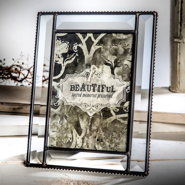 J Devlin Glass Art Pic 354-46HV Beveled Glass Picture Frame Tabletop 4x6 Photo Frame Wedding Anniversary Keepsake Gift Crystal