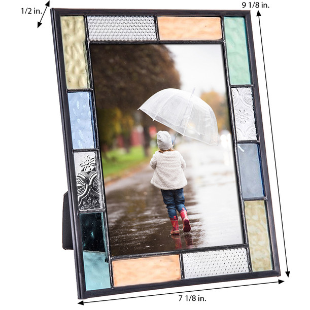 Picture Frame 4x6 3x3 Square Colorful Stained Glass Photo 