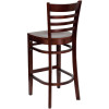 Flash Furniture Wood Ladder Back Barstool with Mahogany Finish and Mahogany Wood Seat - XU-DGW0005BARLAD-MAH-GG