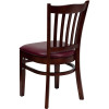Flash Furniture Wood Vertical Back Chair with Mahogany Finish and Burgundy Vinyl Seat - XU-DGW0008VRT-MAH-BURV-GG