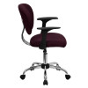 Flash Furniture Mid-Back Burgundy Mesh Task Chair with Arms and Chrome Base - H-2376-F-BY-ARMS-GG