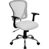 Flash Furniture Mid-Back White Mesh Office Chair with Chrome Finished Base - H-8369F-WHT-GG