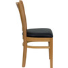 Flash Furniture Wood Vertical Back Chair with Natural Finish and Black Vinyl Seat - XU-DGW0008VRT-NAT-BLKV-GG