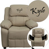 Flash Furniture Kid's Recliner with Storage Dreamweaver Embroiderable Beige Vinyl - BT-7985-KID-BGE-EMB-GG