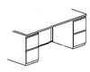 Mayline CSII Bow Front Desk with 2 Pedestals 66" (2 F/F) - C1964