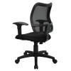 Flash Furniture Mid Back Mesh Task Chair with BlackFabric Seat and Arms - WL-A277-BK-A-GG