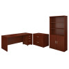 Bush Business Furniture Series C Package Desk with File Storage and Bookcase Mahogany - SRC097MASU