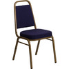 Flash Furniture Hercules Series Trapezoidal Back Stacking Banquet Chair with Navy Patterned Fabric - FD-BHF-1-ALLGOLD-0849-NVY-GG