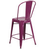 Flash Furniture Purple Metal Indoor-Outdoor Counter Height Chair 24"H - ET-3534-24-PUR-GG