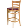 Flash Furniture Wood Ladder Back Barstool with Natural Finish and Burgundy Vinyl Seat - XU-DGW0005BARLAD-NAT-BURV-GG