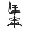 Flash Furniture Fabric Ergonomic Drafting Stool with Arms Black Pattern - BT-659-BLK-ARMS-GG