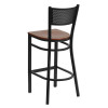 Flash Furniture Grid Back Metal Restaurant Barstool with Cherry Wood Seat - XU-DG-60116-GRD-BAR-CHYW-GG