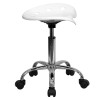 Flash Furniture Vibrant White Tractor Seat and Chrome Stool  -  LF-214A-WHITE-GG