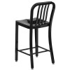 Flash Furniture Black Metal Indoor-Outdoor Counter Height Stool 24"H (2-Pack) - CH-61200-24-BK-GG