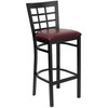 Flash Furniture Window Back Metal Restaurant Barstool with Burgundy Vinyl Seat - XU-DG6R7BWIN-BAR-BURV-GG