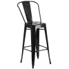 Flash Furniture Black Metal Indoor-Outdoor Bar Height Chair 30"H - CH-31320-30GB-BK-GG