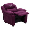 Flash Furniture Kid's Recliner with Storage Dreamweaver Embroiderable Purple Microfiber - BT-7985-KID-MIC-PUR-EMB-GG