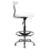 Flash Furniture Vibrant White and Chrome Drafting Stool / Bar Stool with Tractor Seat - LF-215-WHITE-GG