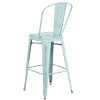 Flash Furniture Distressed Green-Blue Metal Indoor-Outdoor Bar Height Chair 30"H - ET-3534-30-DB-GG