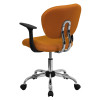 Flash Furniture Mid-Back Orange Mesh Task Chair with Arms and Chrome Base - H-2376-F-ORG-ARMS-GG