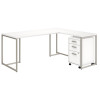 Kathy Ireland by Bush Method Collection 72W L-Shaped Desk with Mobile Pedestal White - MTH018WHSU