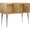 Flash Furniture Double Wide Study Carrel with Adjustable Legs and Top Shelf in Oak Finish - MT-M6222-OAK-DBL-GG