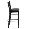 Flash Furniture Grid Back Metal Restaurant Barstool with Black Vinyl Seat - XU-DG-60116-GRD-BAR-BLKV-GG