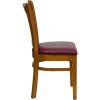 Flash Furniture Wood Vertical Back Chair with Cherry Finish and Burgundy Vinyl Seat - XU-DGW0008VRT-CHY-BURV-GG