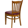 Flash Furniture Wood Vertical Back Chair with Cherry Finish and Burgundy Vinyl Seat - XU-DGW0008VRT-CHY-BURV-GG