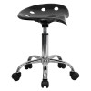 Flash Furniture Vibrant Black Tractor Seat and Chrome Stool  - LF-214A-BLACK-GG